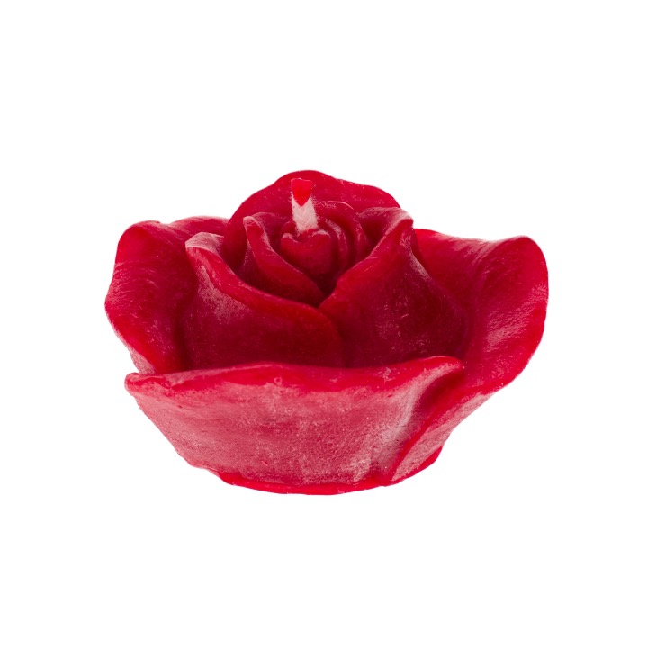 Rosenblüten Kerze geöffnet Gr. M aus Bienenwachs rot