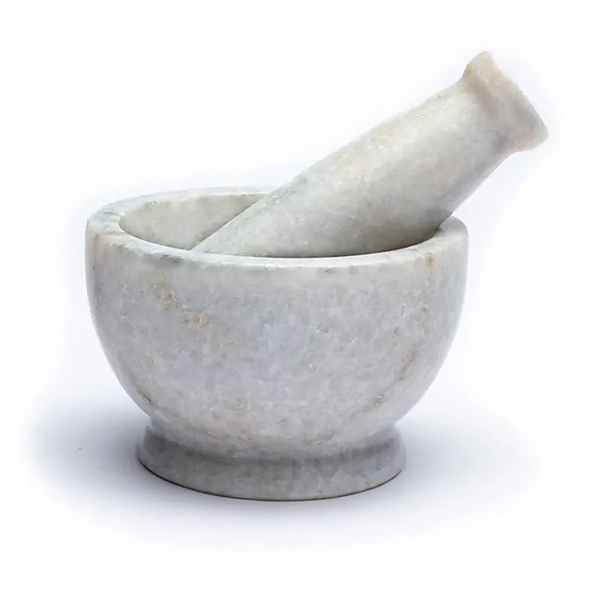 Mörser mit Stössel aus weissem Marmor