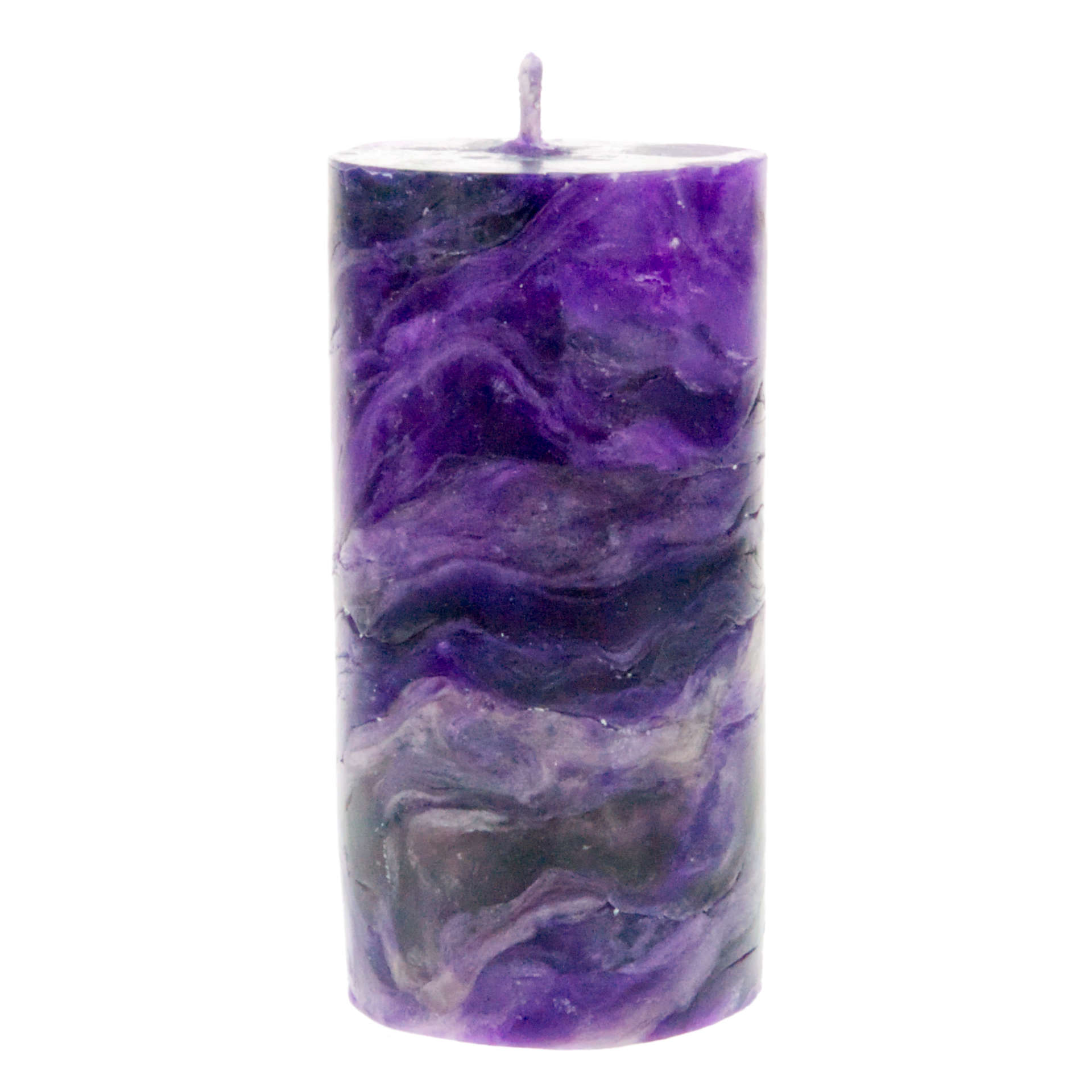 Marmor Zylinder Kerze aus Bienenwachs M lila